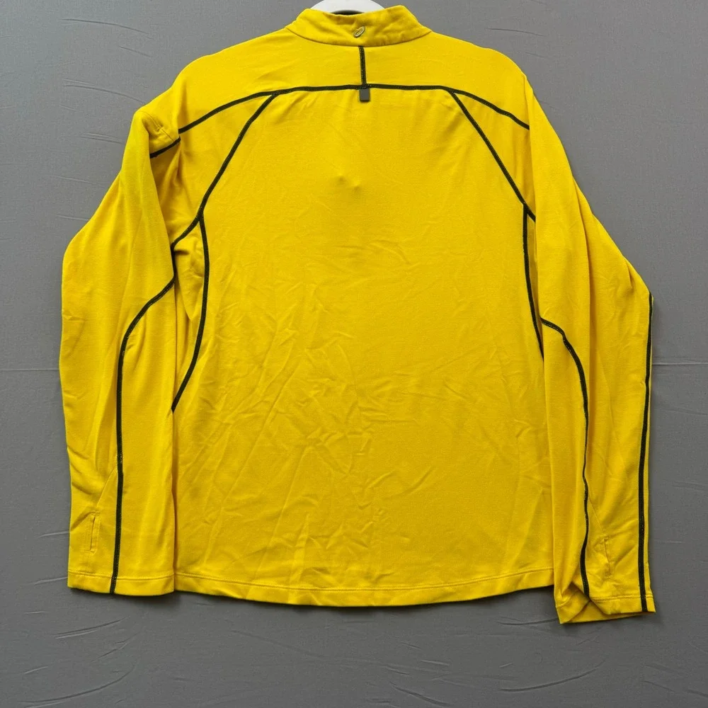 Asics‎ Mens Yellow Quarter Zip Running Top Long Sleeve Thumbhole Pullover Small